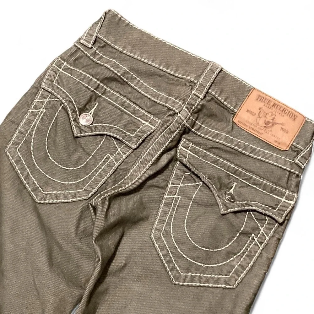 True religion Ricky relaxed straight corduroy pants flap pocket olive 28(28x32)
